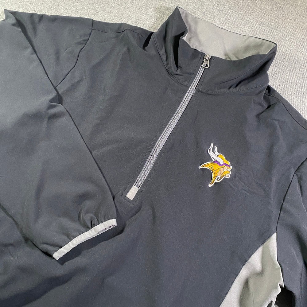 Minnesota Vikings NFL Team Apparel Quarter Zip Pullover Jacket Men Large Black